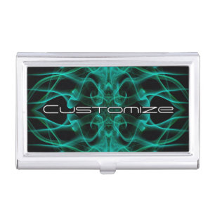 Custom Name Green Smoke Symmetrical Black Business Card Case