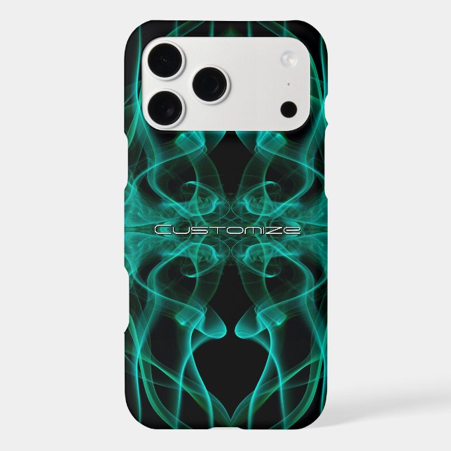 Custom Name Green Smoke Symmetrical Black Case-Mate iPhone Case (Back)