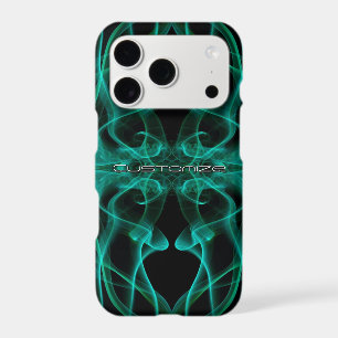 Custom Name Green Smoke Symmetrical Black iPhone 17 Pro Case