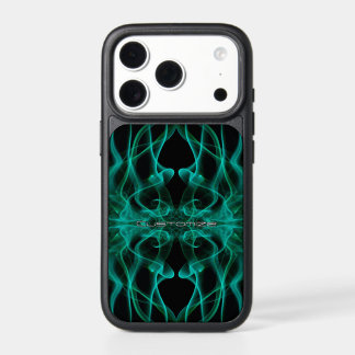 Custom Name Green Smoke Symmetrical Black iPhone 17 Pro Case
