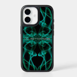 Custom Name Green Smoke Symmetrical Black iPhone 17 Case