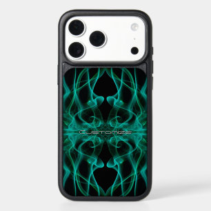 Custom Name Green Smoke Symmetrical Black iPhone 17 Pro Max Case