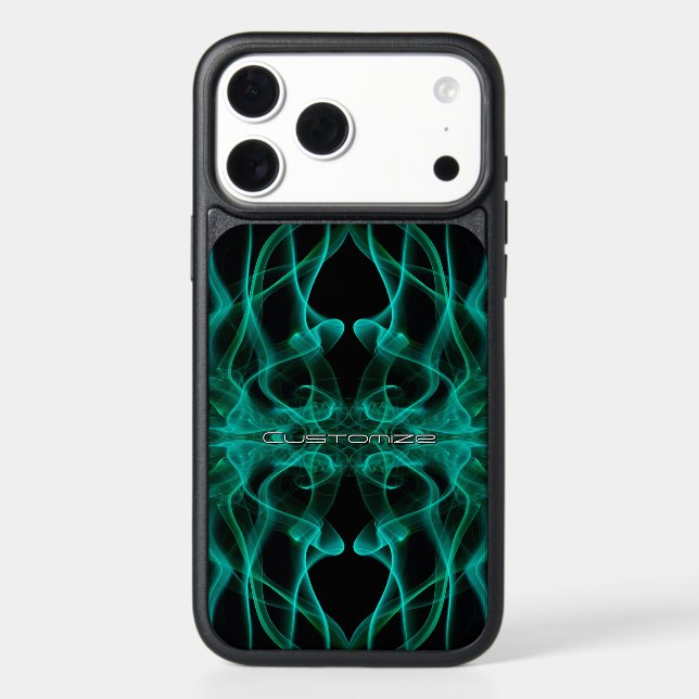 Custom Name Green Smoke Symmetrical Black Otterbox iPhone Case (Back)