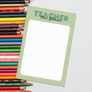 Custom Name Green Teacher Post-it Notes