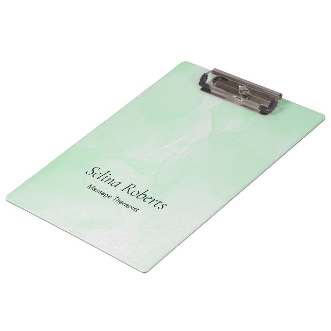 Custom name green watercolor clipboard (Angled)