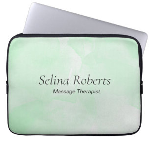 Custom name green watercolor laptop sleeve