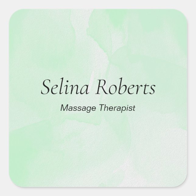 Custom name green watercolor square sticker (Front)