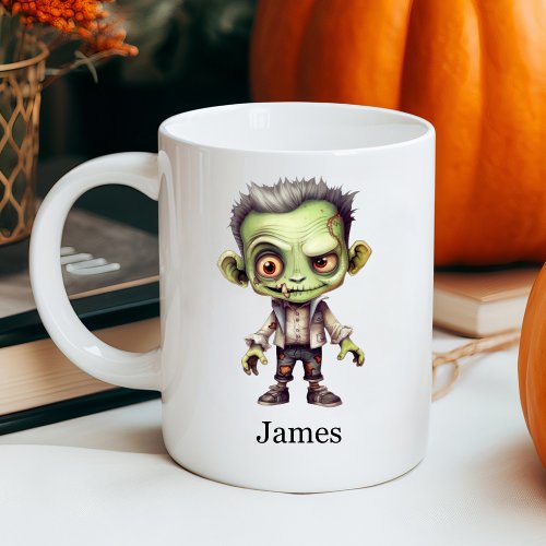 Custom Name Green Zombie Halloween Coffee Mug