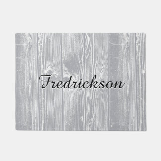Custom Name Grey Wood Pattern Doormat