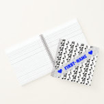 [ Thumbnail: Custom Name + Grid of Musical Notes Notebook ]