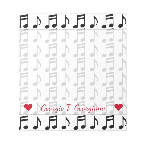 Custom Name  Grid of Musical Notes Notepad