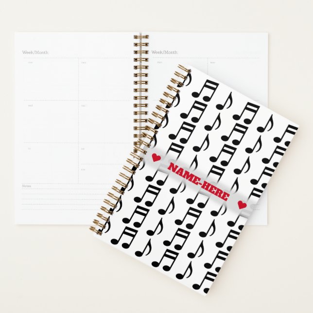 Custom Name + Grid of Musical Notes Planner (Display)