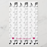 [ Thumbnail: Custom Name + Grid of Musical Notes Stationery ]