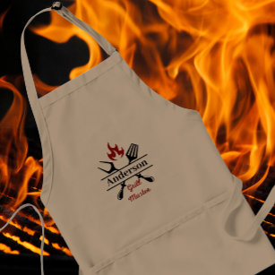 Custom Name Grill Master BBQ Dad Fathers Day gift Adult Apron