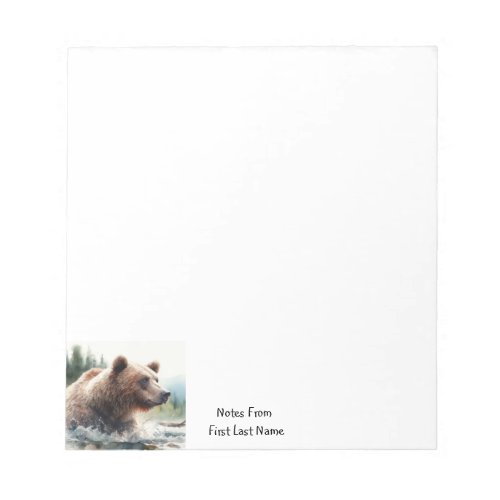 Custom Name Grizzly Bear Animal Wildlife Nature  Notepad