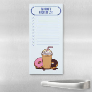 Custom Name Grocery List Donut Checklist Magnetic Notepad