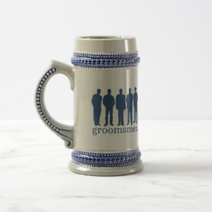 Custom name groomsman bachelor blue beer stein