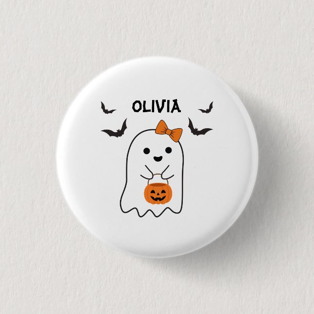 Custom Name Halloween Boo Shopping Button (Front)