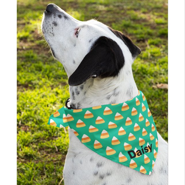 Custom Name Halloween Candy Corn Dog Bandana (Creator Uploaded)