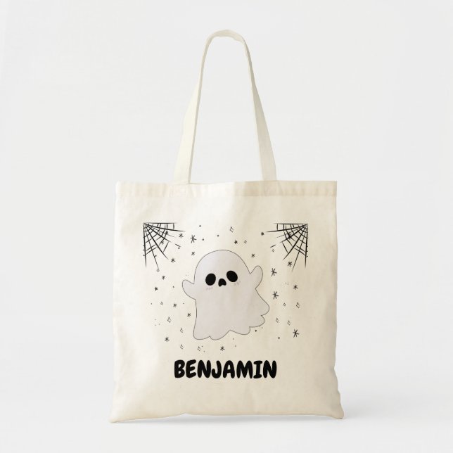  Custom Name Halloween Ghosts Treat or Trick Candy Tote Bag (Front)