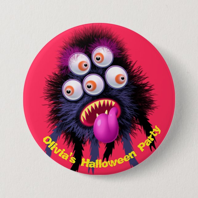 Custom name Halloween party  badge. Button (Front)