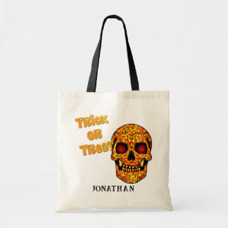 Custom Name Halloween Trick or Treat Glowing Fiery Tote Bag