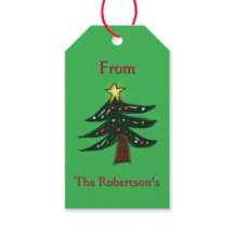 Custom Name Hand Drawn Christmas Tree Green