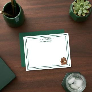 Custom Name Hand Drawn Dachshund Martini Flat Note Card