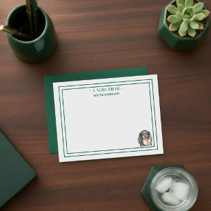 Custom Name Hand Drawn Dachshund Reading Note Card