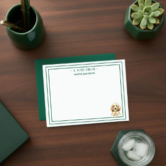 Custom Name Hand Drawn Golden Doodle Martini Flat Note Card