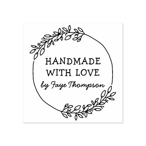 Custom Name Handmade With Love Rubber Stamp