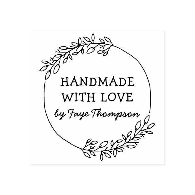 Hand Made With Love Rubber Stamp With Your Custom Name 