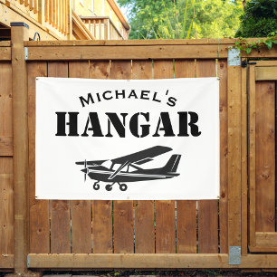 Custom Name Hangar Cessna Airplane Pilot Aviation Banner