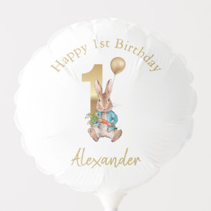 Custom Name Happy 1st birthday Peter gold balloon