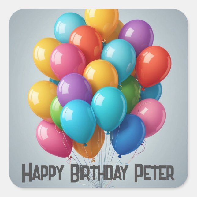 Custom Name Happy Birthday Balloon Sticker (Front)