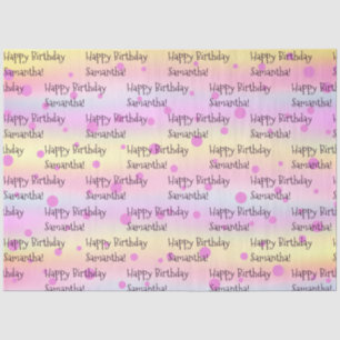 Custom Name Happy Birthday Colorful Tissue Paper