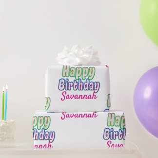 Custom Name Happy Birthday Colorful  Wrapping Paper