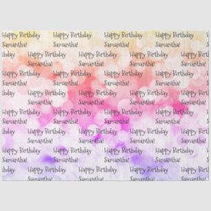 Custom Name Happy Birthday Fun Colorful Bright Tissue Paper