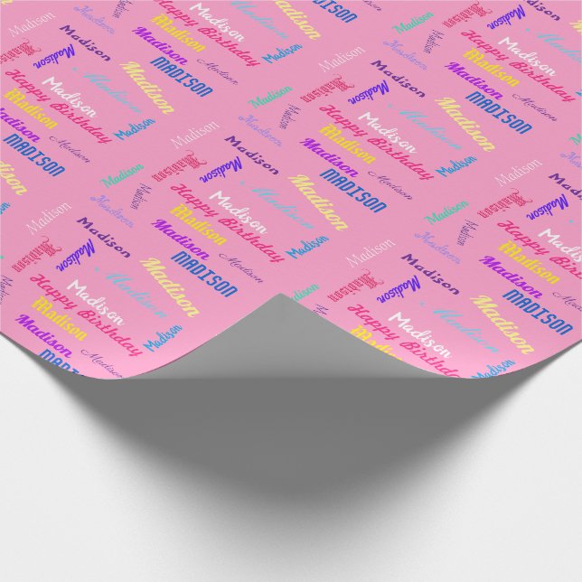 Custom NAME Happy Birthday Gift Wrapping Paper (Corner)