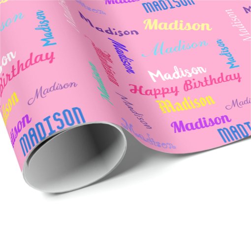 Custom NAME Happy Birthday Gift Wrapping Paper Zazzle