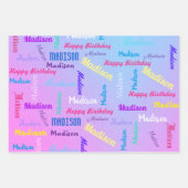 Custom NAME Happy Birthday Girl's Gift Wrapping Paper Sheets (Front 3)