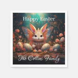 Custom Name Happy Easter Bunny with Easter eggs Napkins
