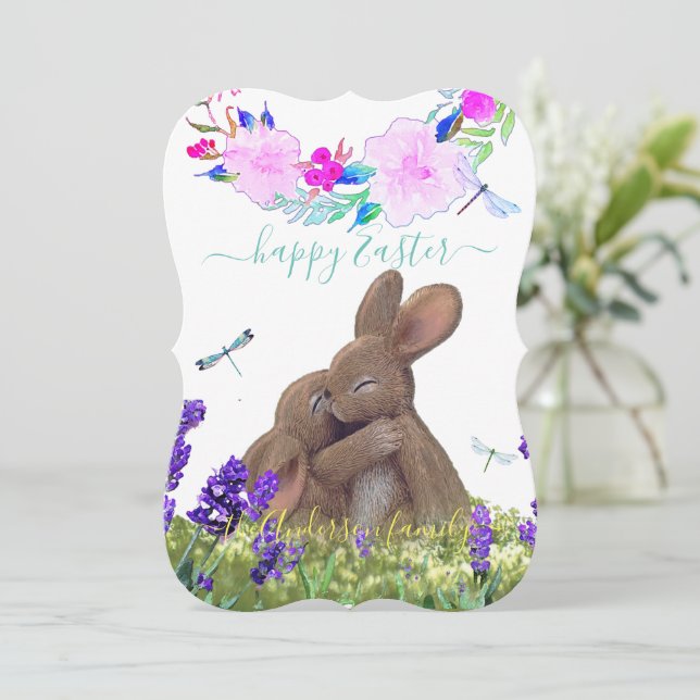 Custom Name Happy Easter Shabby Chic Boho Style Card (Standing Front)