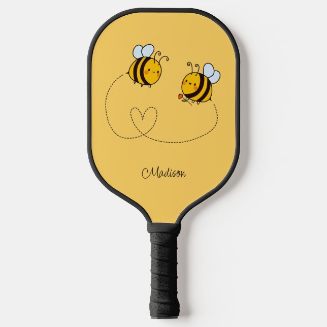 Custom Name Happy Love Bees Pickleball Paddle (Front)