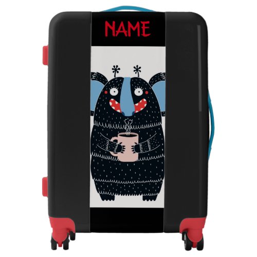 CUSTOM NAME HAPPY MONSTER DOODLE CRITTERS LUGGAGE