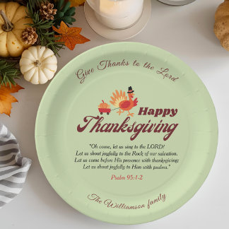 Custom Name | Happy Thanksgiving with Bible Verse Paper Plates