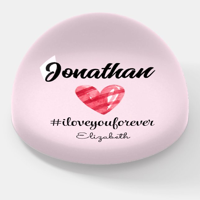 Custom Name, Hashtag Valentine Heart Dome Paperweight (Angled)