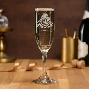 Custom Name Hawaii Champagne Flute
