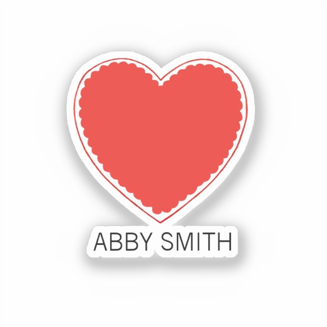 Custom Name Heart Kid Water Bottle Vinyl Sticker (Front)