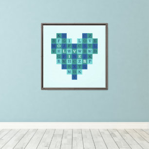 Custom Name Heart Mosaic Letter Puzzle Canvas Print